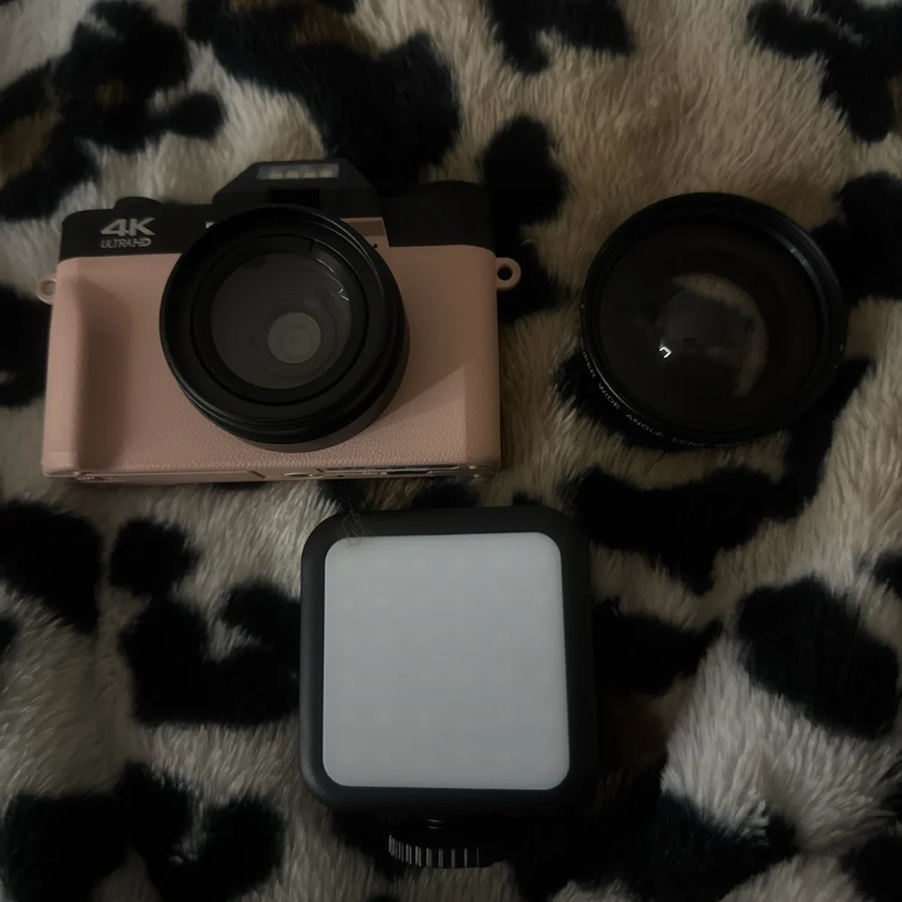 4K Ultra HD Pink Digital Camera with LED Light